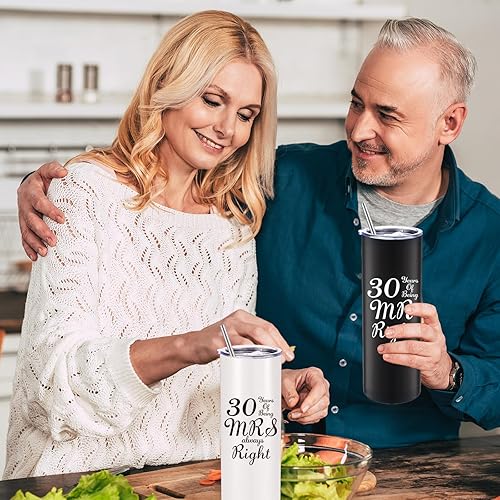 Miniatura 3 de Patelai Juego de 2 tazas de café de aniversario de boda, regalo de aniversario, juego de regalos de Sr.Sra. Always Right, vaso de 20 onzas con tapas