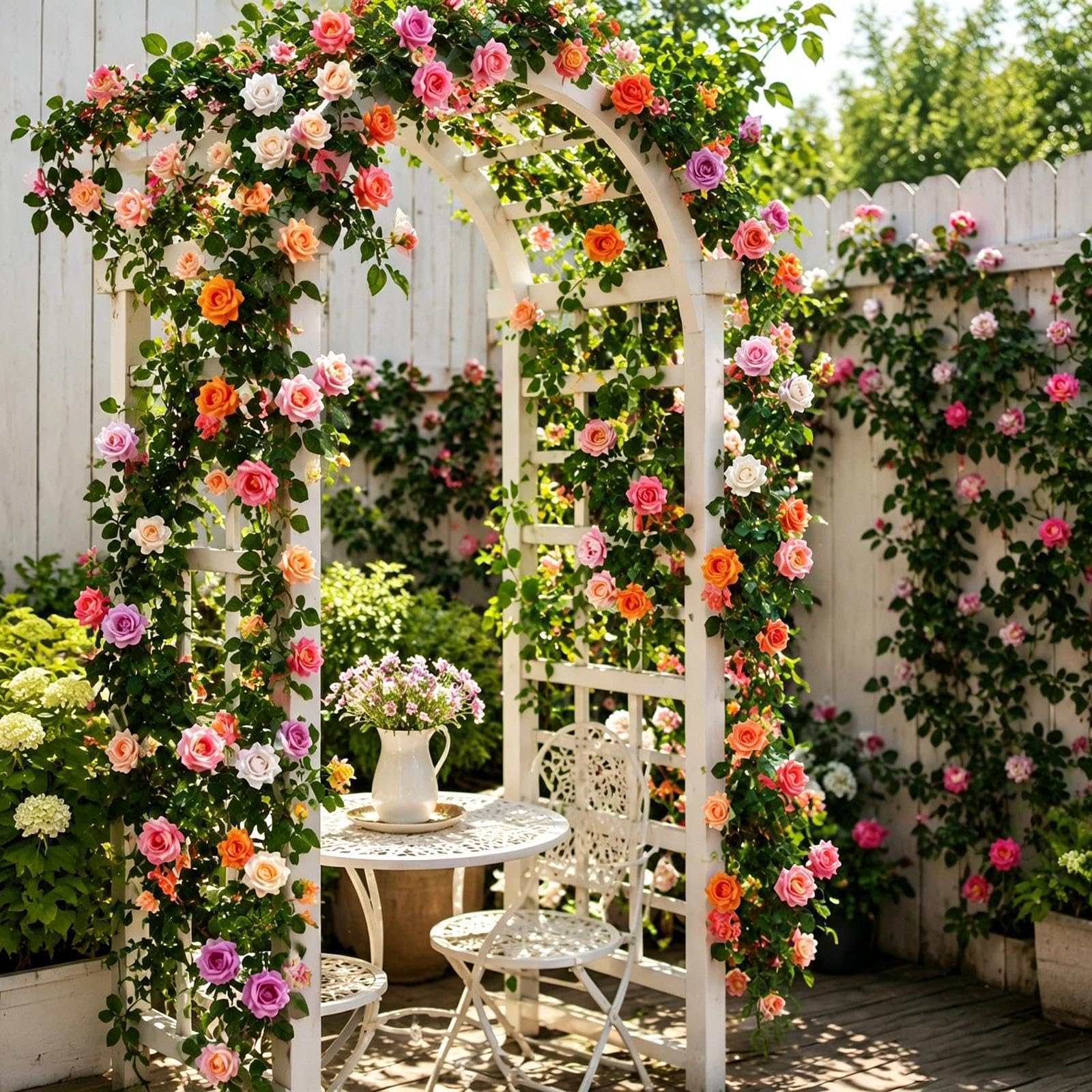 2er-Set Kunstseide-Rosengirlande Hängend für Hochzeit & Zuhause(Hellrosa) | 180cm Seide Rosenranke Hängend Blumengirlande für Hochzeit Garten Haus Wand Innen Außen Dekoration