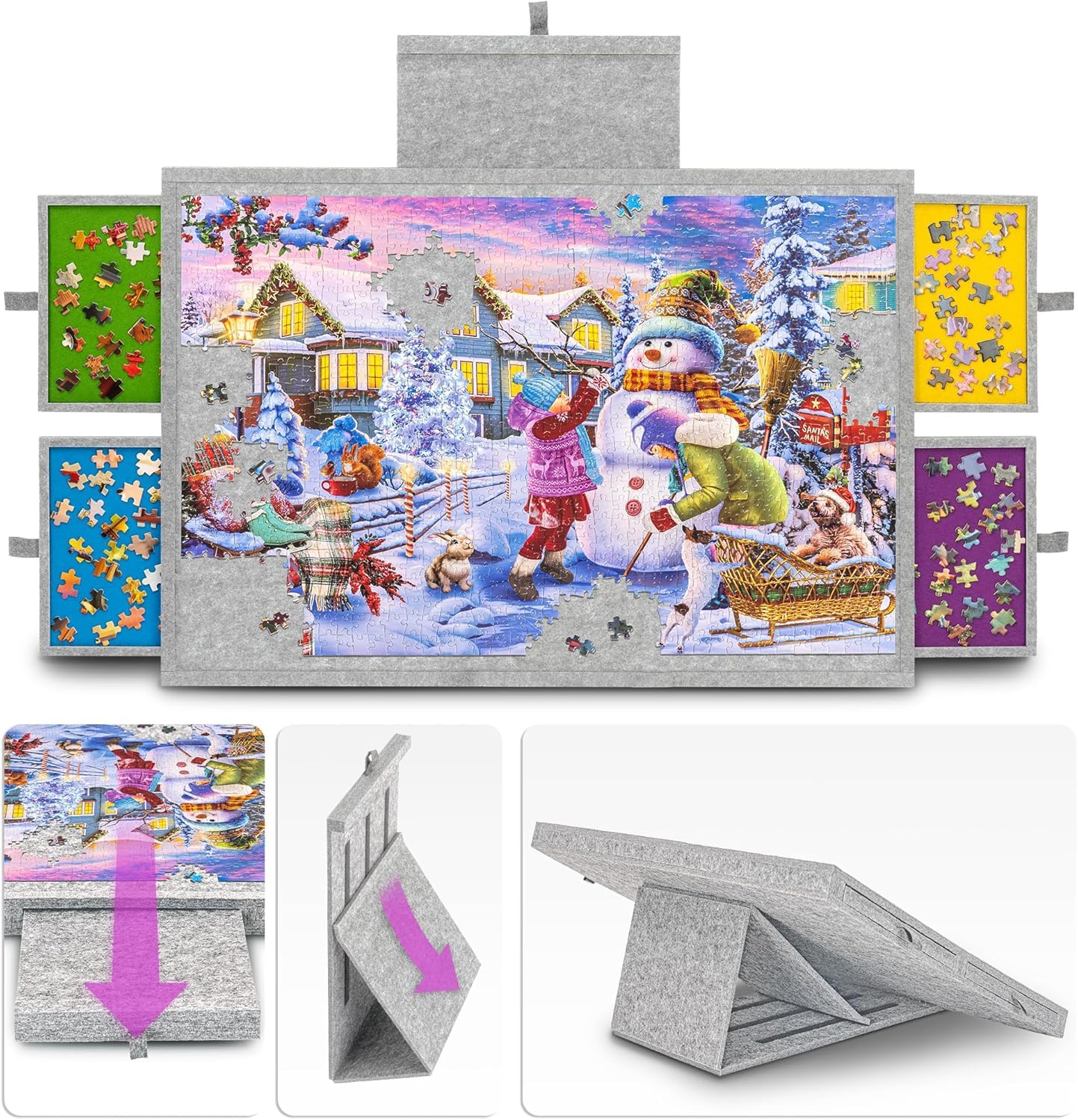 Jigsaw Puzzle Board 1000 Pieces,Tilting Puzzle Table with Adjustable Stand