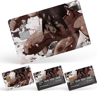 CUCU Covers Attack Titan Fight Credit Card Skin Debit Card Stickers for Key, Debit, Credit, Bank Card 4PCS Card Skin for Adults