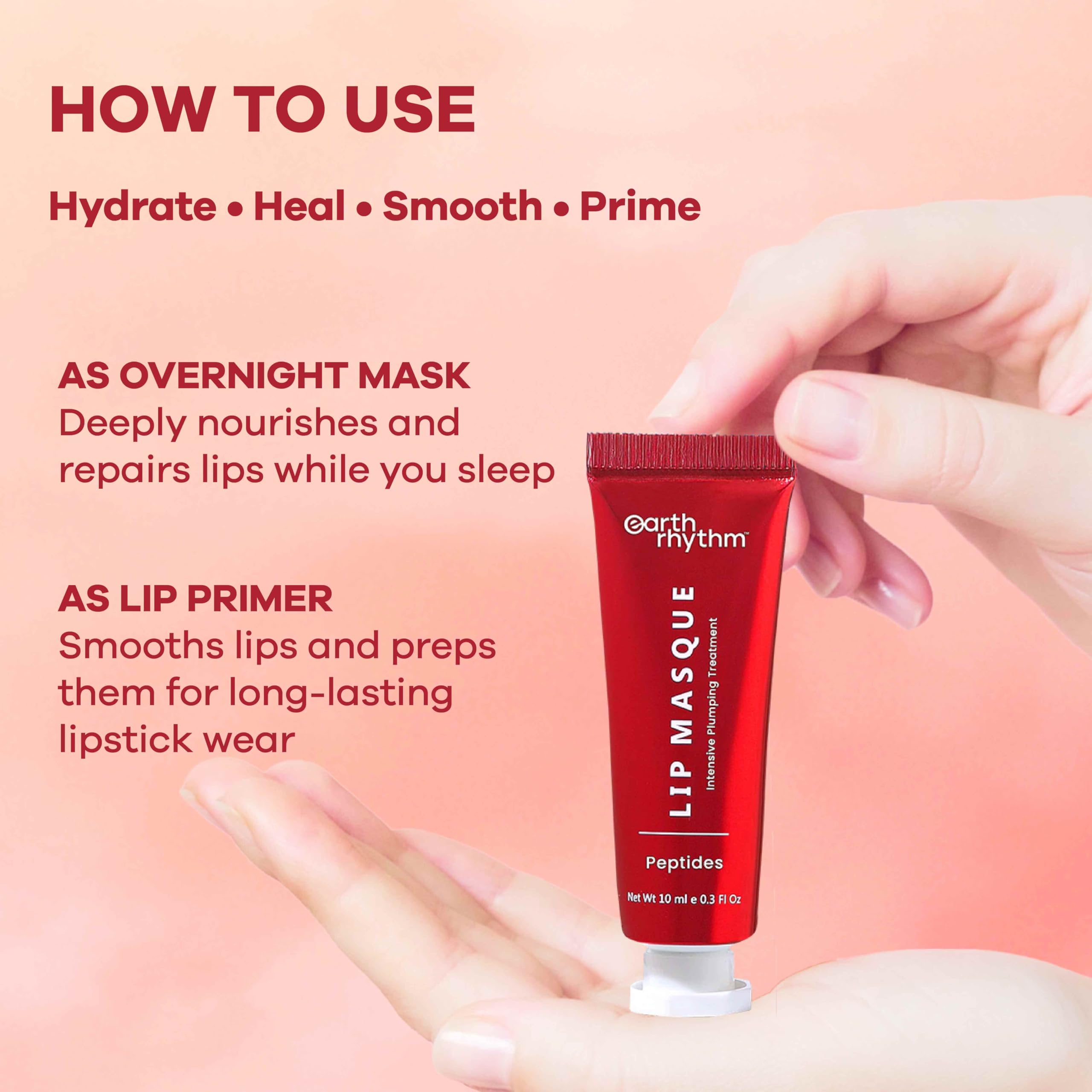 Earth Rhythm Peptide Lip Masque – 2X Smoother, 12+ hours Hydrated Lips, No Parabens, No Silicones, Vegan - Image 6 thumbnail