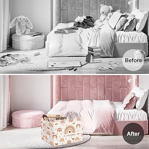 Miniatura 2 de Clastyle Cesta de juguete de arco iris bohemio rectangular mariposa flor rosa niña cesta decoración ropa cuarto cuarto cesta bebé regalo libro