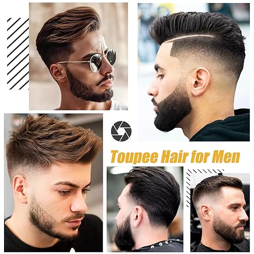 Miniatura 7 de lumeng Toupees - Piezas de cabello para hombre y pelucas, unidad de cabello real, repuesto para hombre, unidad de encaje duradero con Npu Reinfore