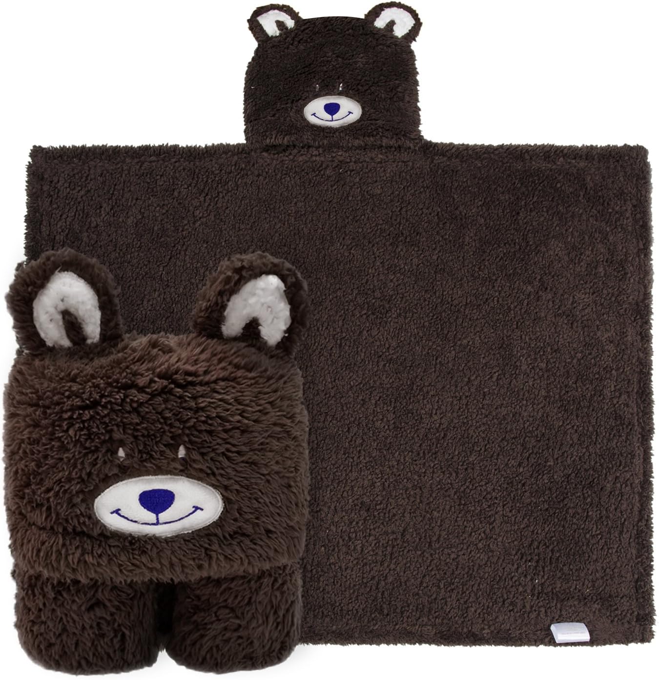 Kids Bear Hooded Blanket Sherpa Fleece Animal Bath Throw,76x101cm…