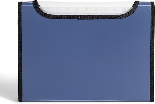 Miniatura 3 de U Brands Carpeta de archivo de polietileno de 13 bolsillos azul expandible, suministros de oficina, con parte superior transparente (paquete de 2)
