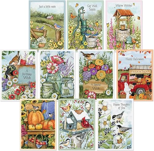 Current Susan Winget Garden - Tarjetas de felicitación para todas las ocasiones, juego de 20, 10 diseños únicos, tarjetas grandes de 5 x 7 pulgadas,