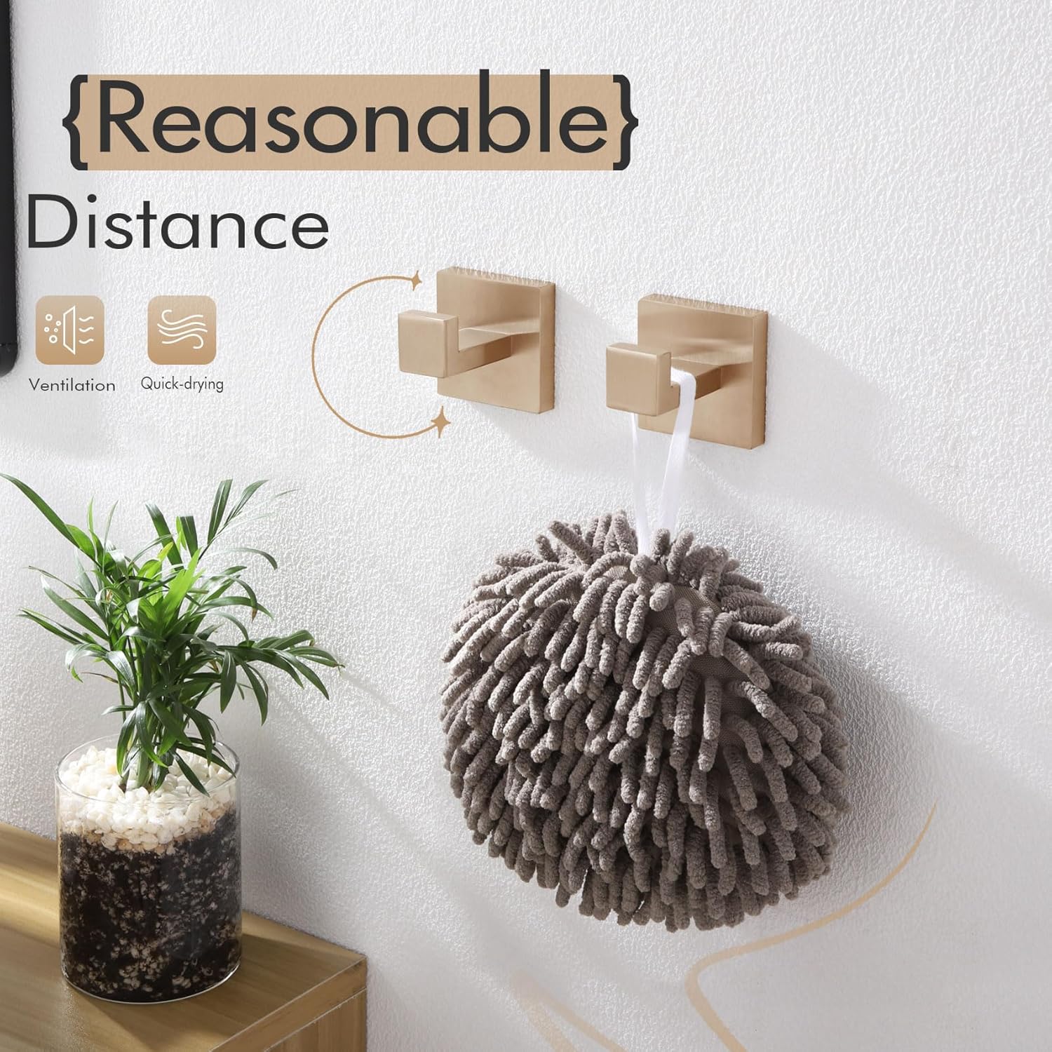 KOKOSIRI Robe Hooks for Bathrooms Towel Hooks Coat Hook Kitchen Garage Heavy Duty Wall Mounted Champagne Bronze Stainless Steel, 2 Pack B1010CPG-P2