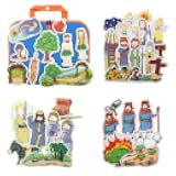 CHEFAN 4 Pack Felt Board Bible Stories Set, Flannel Board Stories Include Adam and Eve, Jacob's Ladder, Moses and The Burning Bush, Balaam and The Donkey, Precut Flannel Graph Bible Toys for Kids