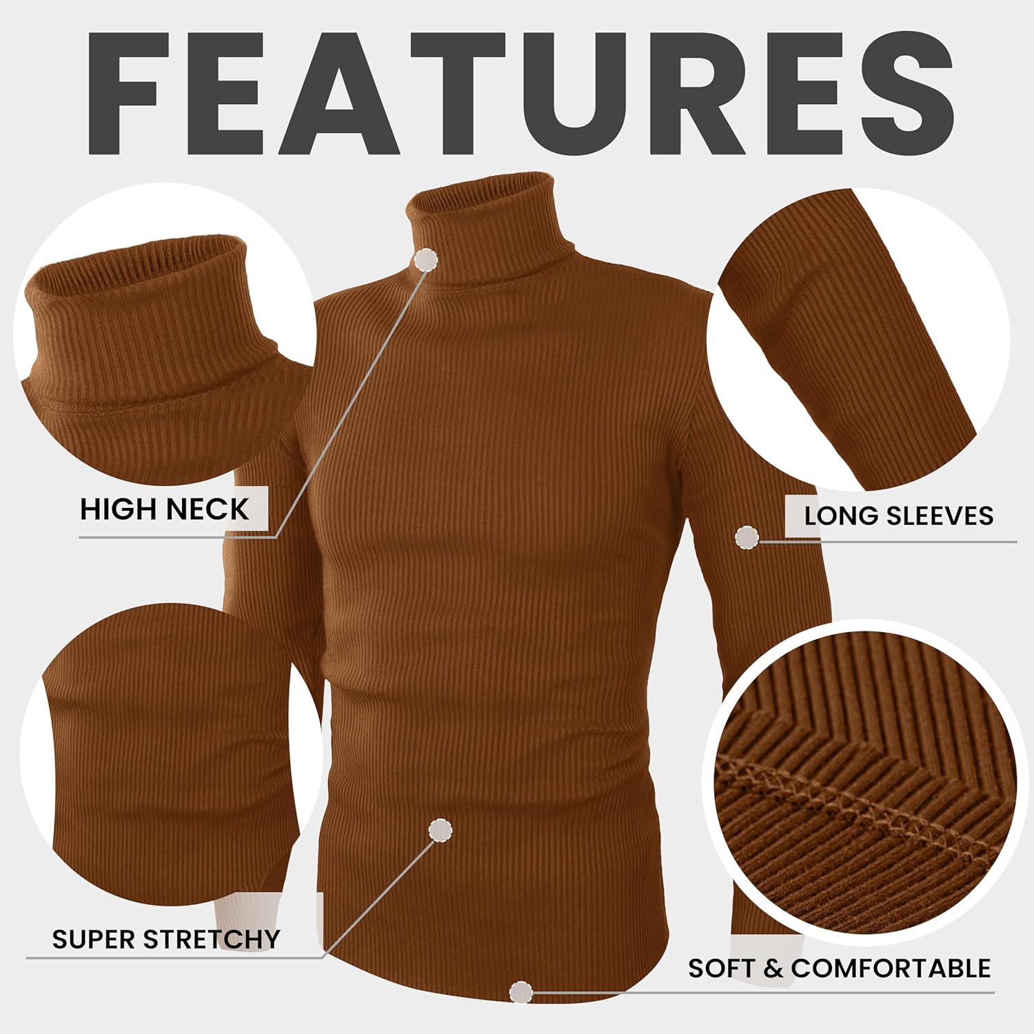 NY Threads Men's Ribbed Turtleneck Slim Fit Pullover Casual Long Sleeves Basic Top - Image 5