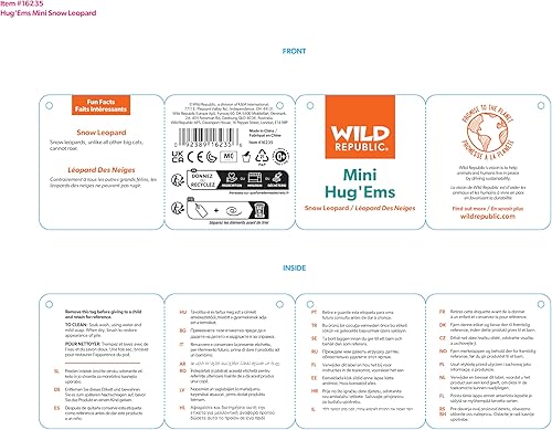 Miniatura 2 de Wild Republic - Peluche de leopardo de nieve, regalos para niños, colección Hug'Ems, 7 pulgadas