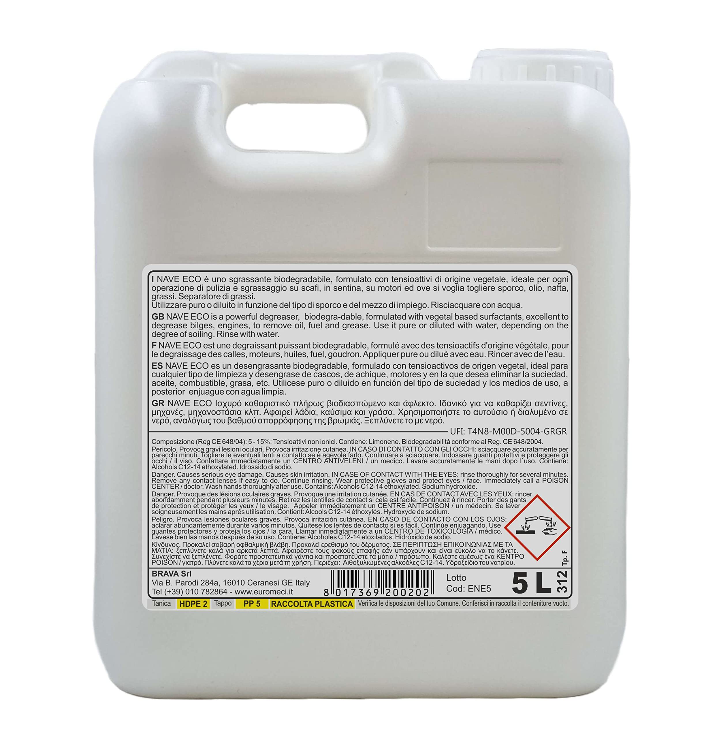 Nave Eco, Sgrassante Nautico Ecologico, 5000 ml