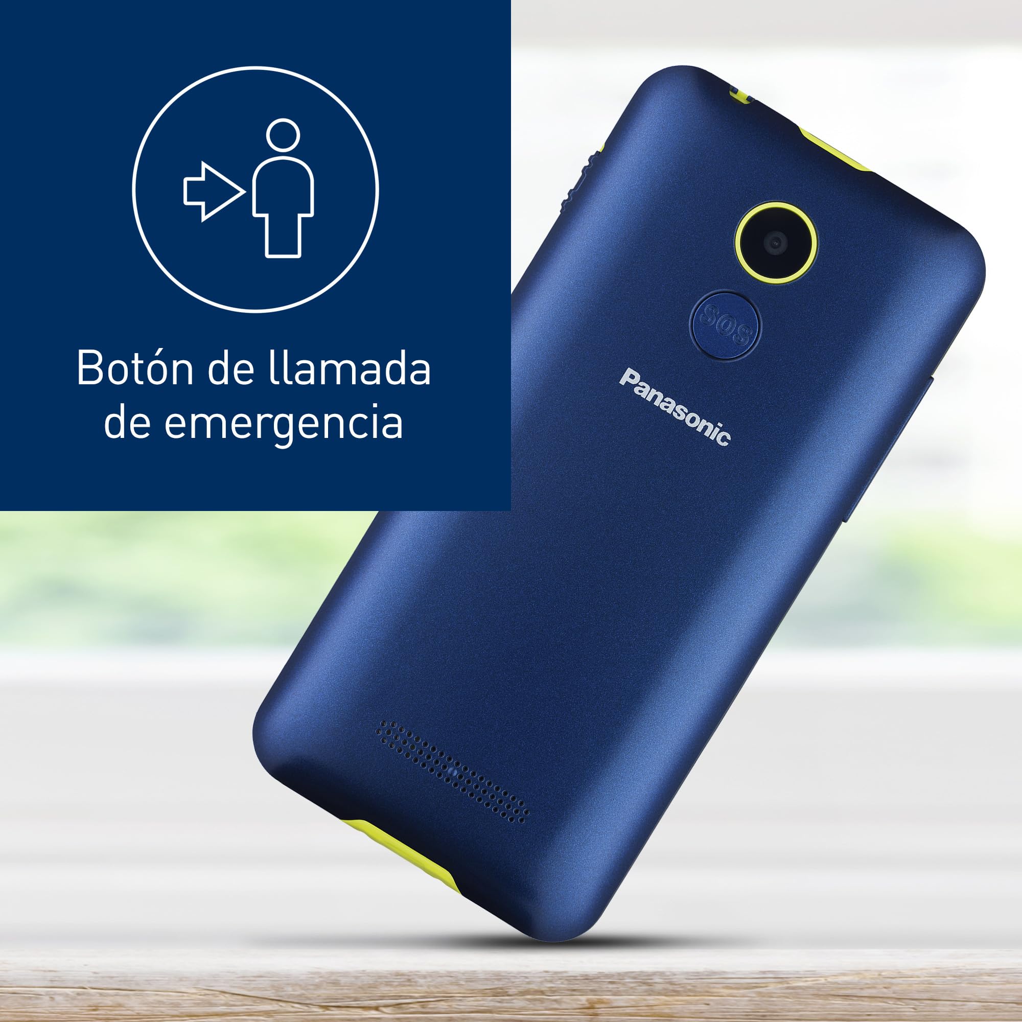 Panasonic KX-TU155EXCN 2G Teléfono Móvil para Mayores, Llamada Prioritaria, Teléfono con Botones Grandes, Compatible con Audífonos, Bluetooth, Radio FM, Cámara, Base de Carga, Azul