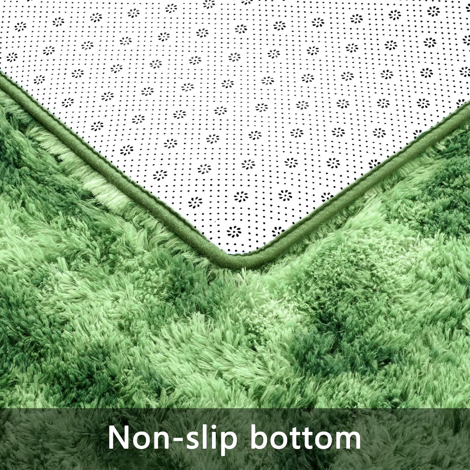 Pettop Large Shag Area Rug, 5x8 Tie-Dyed Plush Fuzzy Rugs for Living Room, Ultra Soft Shaggy Rugs for Bedroom, Non-Slip and Washable Indoor Carpet for Girls Kids Room Home Decor, Dark Green