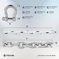 Vista 7 de Five Oceans Cadena y cadena de anclaje de molinete, cuerda de anclaje empalmada a mano y kit de cadena, cuerda de nailon de 3 hebras, cadena