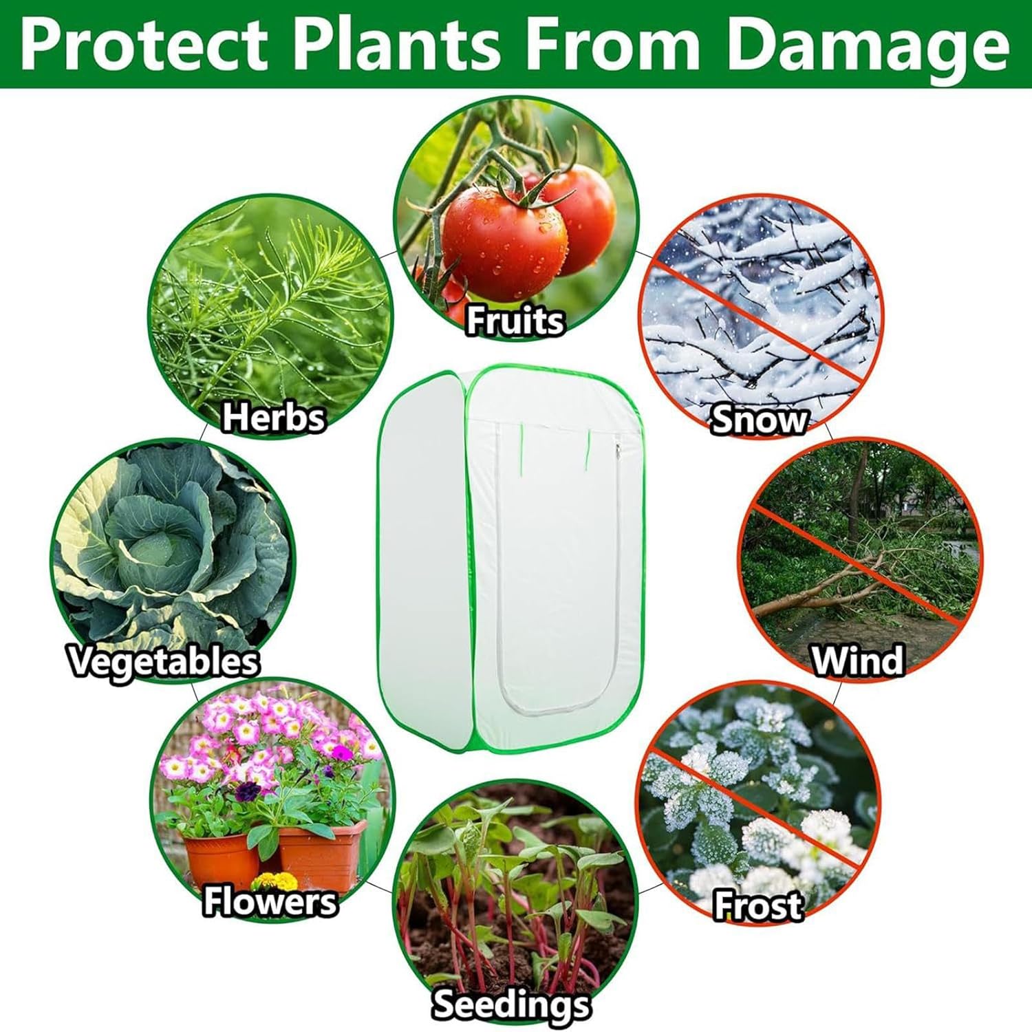 Plant Covers Freeze Protection | Pop Design Zippered Shelter | Breathable Anti-Freeze Plant Frost Protection Covers - for Outdoor, Gardening, Patio, Fruit Tree, Vegetable, Berry Bush