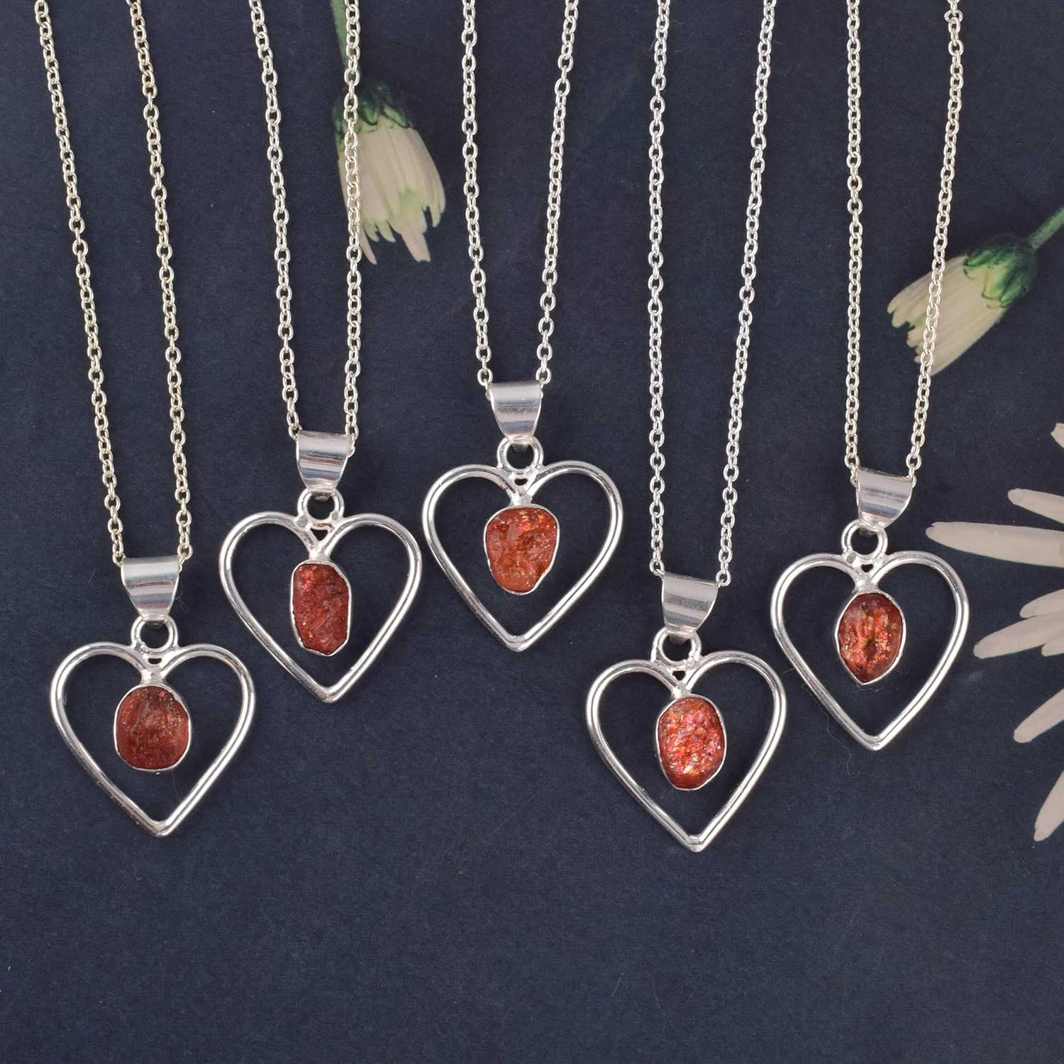 Natural Raw Sunstone Bezel Heart Pendant Necklace, Rough Gemstone, Healing Crystals, Birthday, Gift for Her, Gemstone Jewelry 18 inch AAA+ Quality (sunstone 1) - Image 9