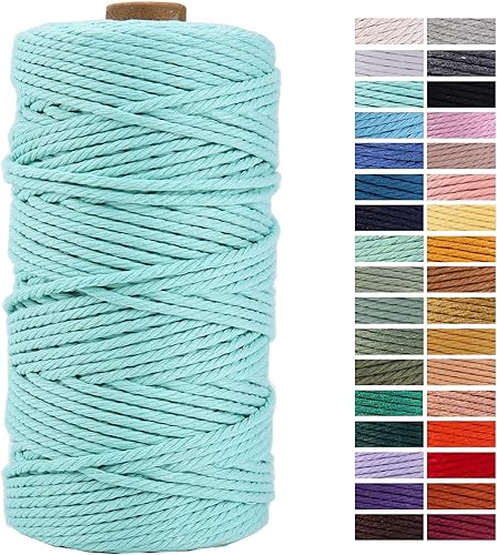 Miniatura 121 de Cuerda de macramé gris de 0.118 in x 109 yardas, cuerda de algodón de colores para colgar en la pared, colgadores de plantas, manualidades, tejer