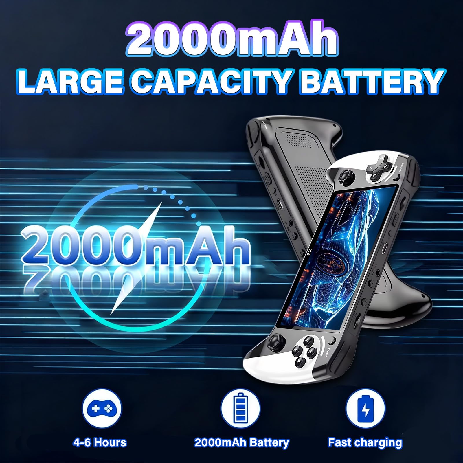 X9 Retro Handheld Game Console with 5.5-inch HD IPS Eye-Protection Screen,Retro Games Console with TXT E-Book,Linux System,TV Output,15000+ Games,External Gamepad,Music,2000mAh Handheld Console - Image 4