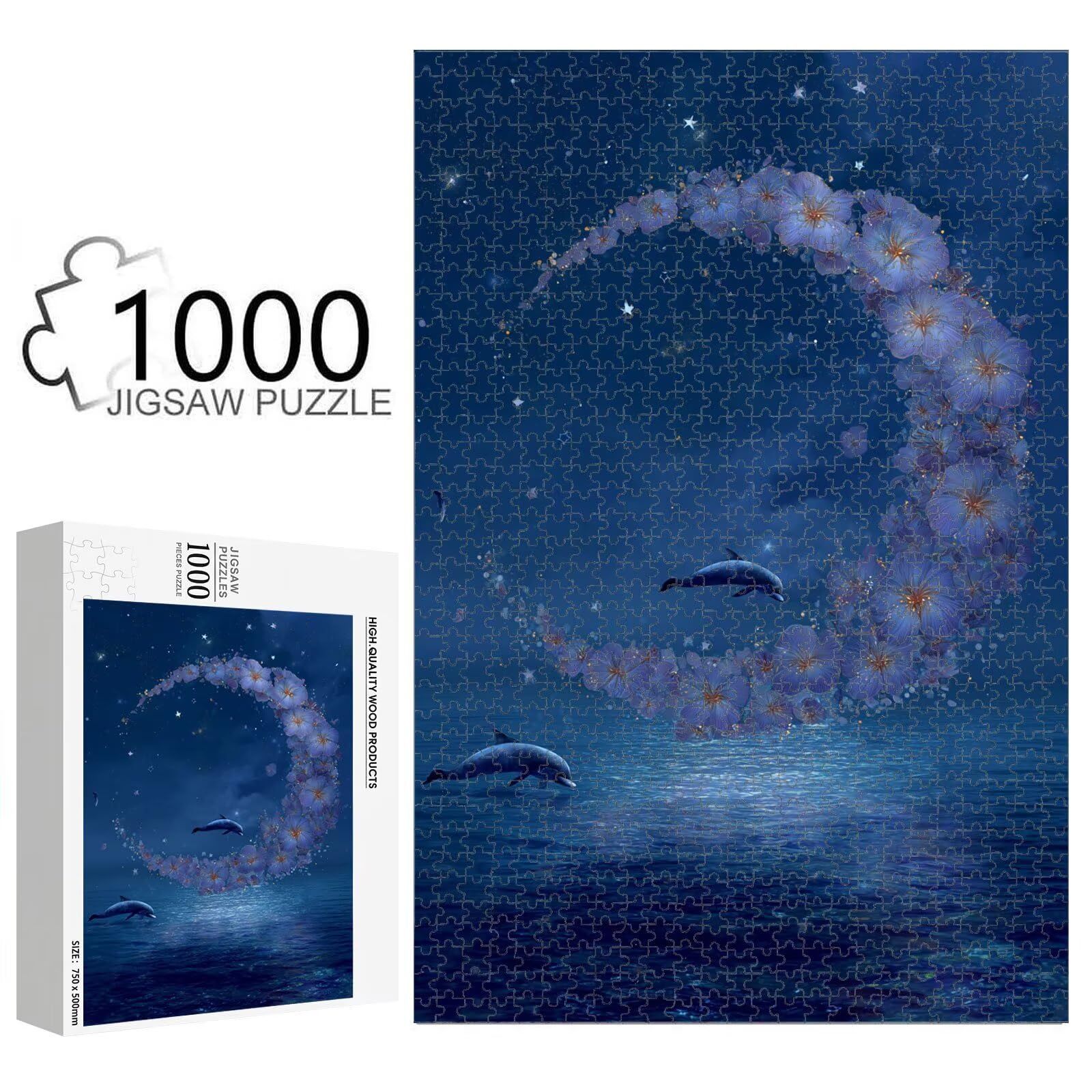 1000 Teile Puzzle für Erwachsene, Delphin & Blume Holz Puzzle 1T#2451