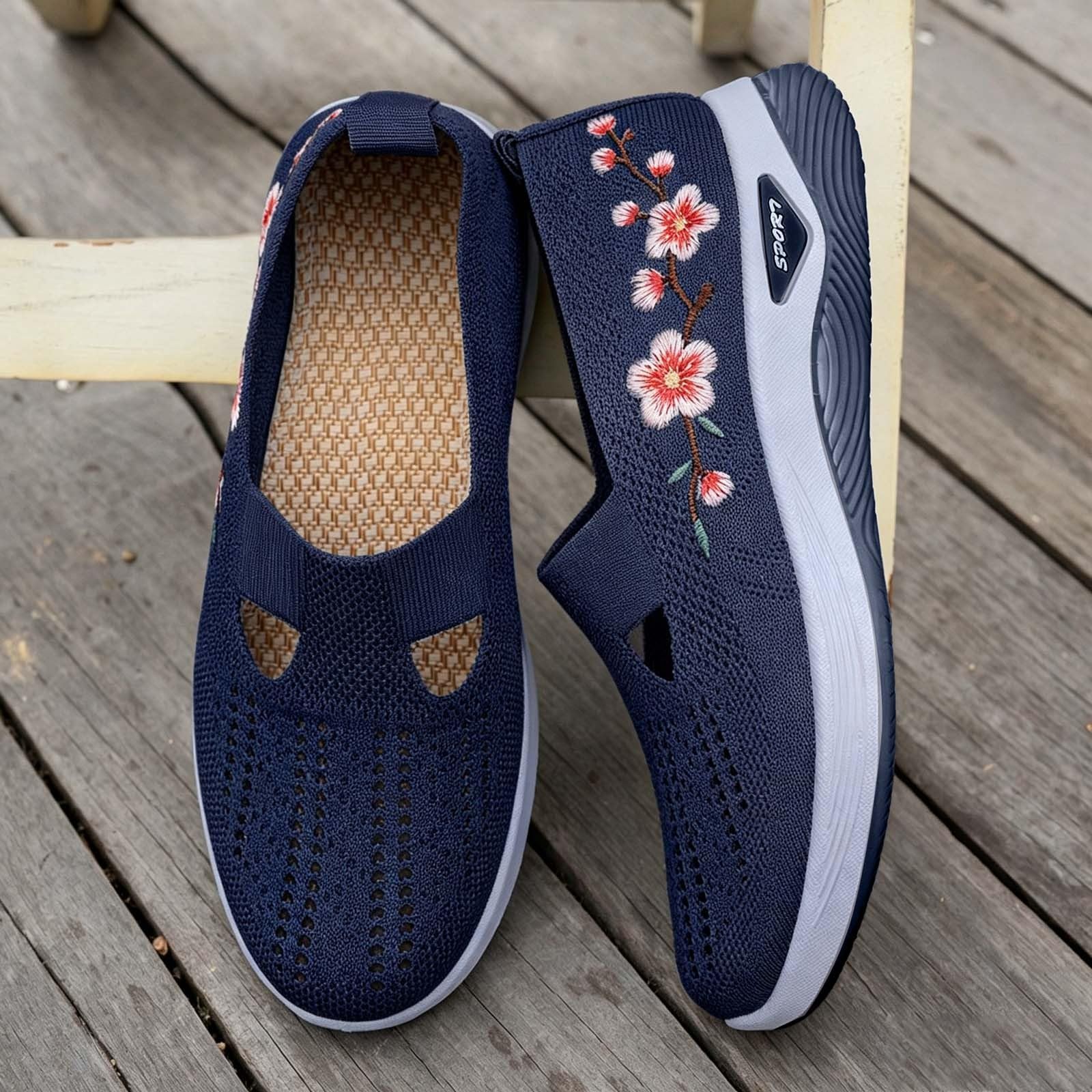 Zapatillas Ortopedicas Mujer Verano Zapatillas Sin Cordones para Caminar Comodos y Ligeros Sandalias Palas Transpirables y Antideslizantes Entrenamiento Deportivas Malla Deporte Zapatos de Diabéticos