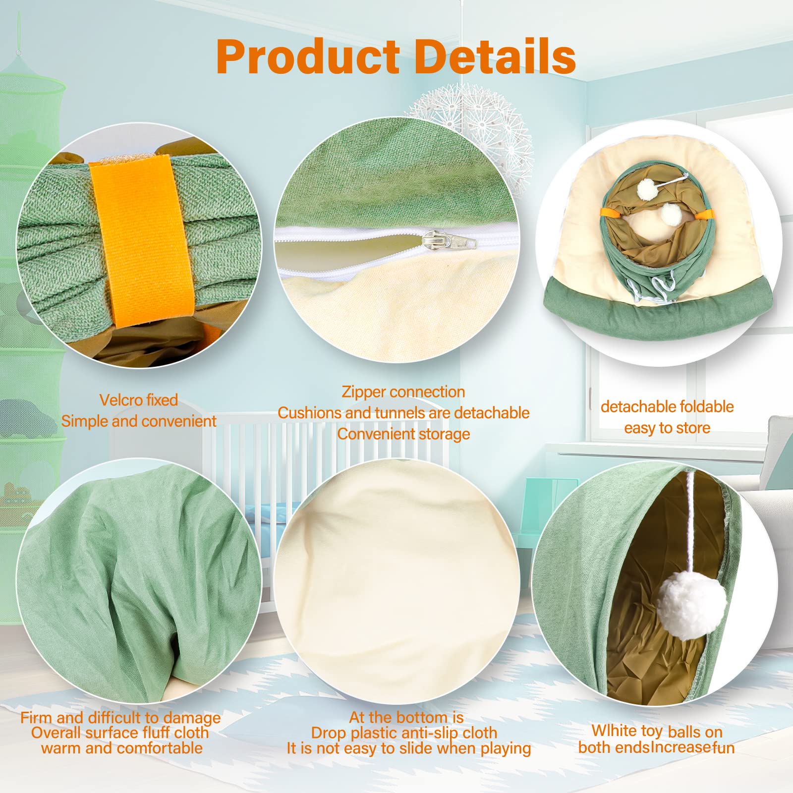 BWOGUE Coniglietto Tunnel Letto, 2-in-1 Pieghevole Coniglio Tunnel Tubi Giocattoli con Stuoia Rimovibile Bunny Hideout per Gatti Gattini, Coniglietti Coniglietti Cavie Gattino