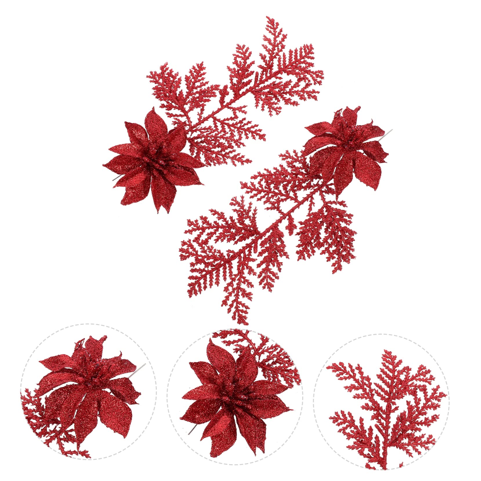 TOPBATHY Lot De 3 Branches De Pin Artificielles pour Sapin De Noël Décoration À Paillettes Imitation Pin avec Clip pour Décorations De Fête 6 Pièces X 3