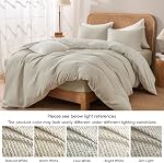 PHF Waffle Weave Duvet Cover Set Queen Size, No Snagging Ultra Soft Luxury Textured Comforter Cover for All Season 3pcs, Durable Bedding Duvet Set with 2 Pillow Shams, 90"x90", Linen