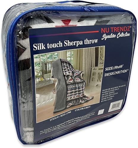 Miniatura 5 de Southwest Design - Manta con forro de sherpa de 50 x 60 pulgadas (gris_rojo)