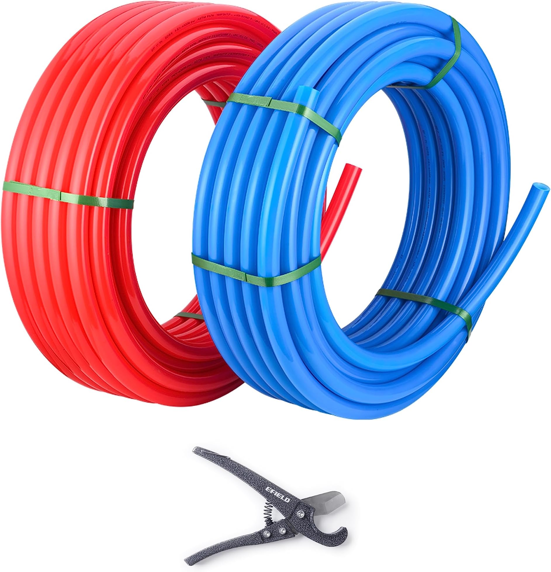 EFIELD 1/2 inch 2 x100 ft Pex-A Pipe/Tubing Blue & Red 200 ft Length for Potable Water-for Hot/Cold Water-Plumbing Applications, with Free Pipe Cutter