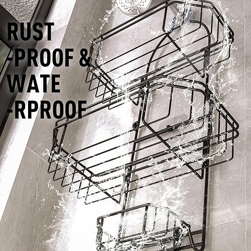 Miniatura 6 de LEEDA - Organizador de ducha colgante para baño, con ganchos para maquinilla de afeitaresponja, cesta de jabón