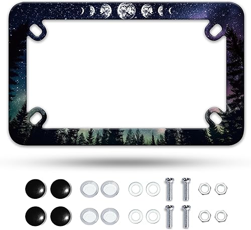 Miniatura 8 de Marco de matrícula clásico de la bandera estadounidense para motocicleta, diseño de estrellas y rayas, material de acero inoxidable, divertido