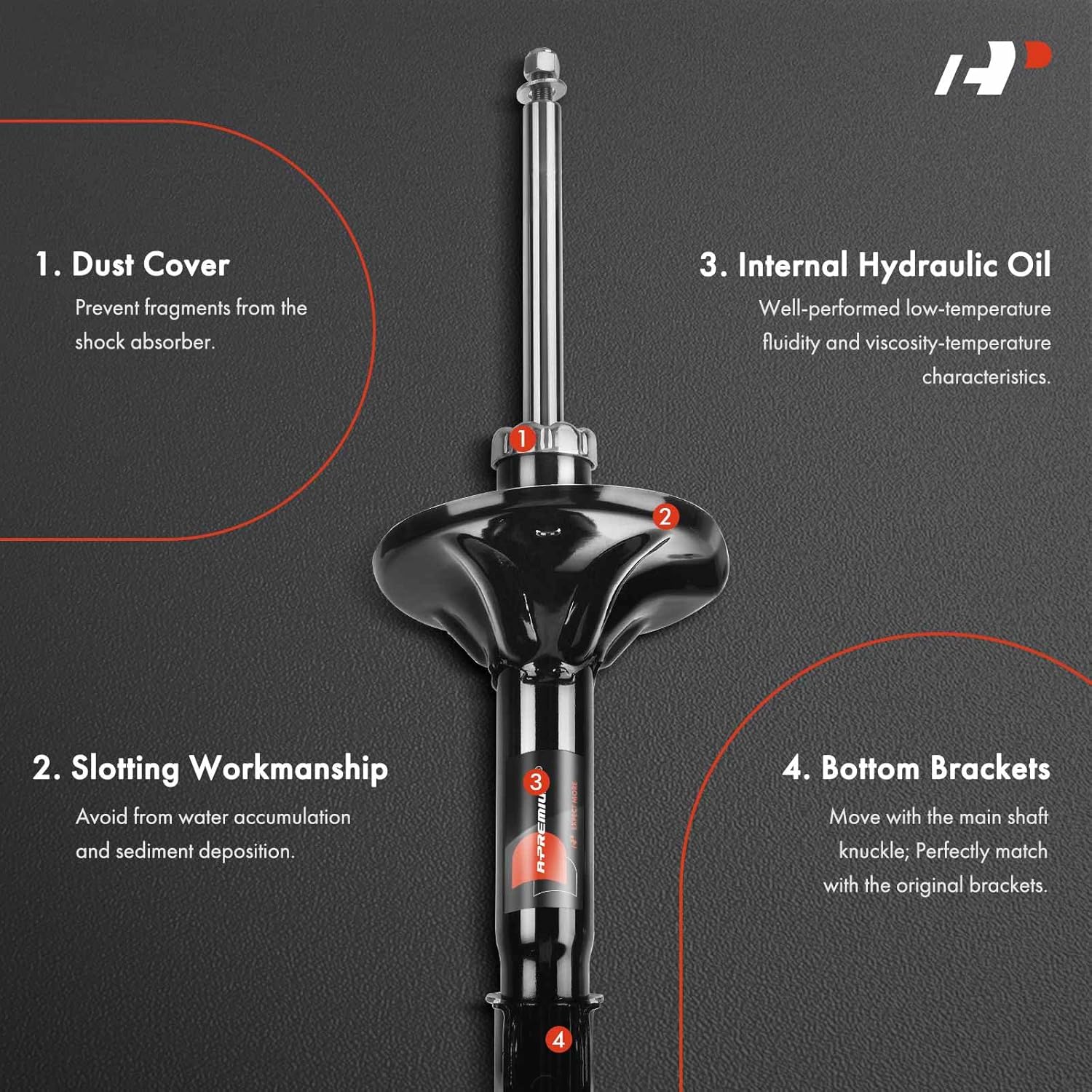 A-Premium Front Pair (2) Shock Absorber Strut Assembly Compatible with Mitsubishi Outlander 2003 2004 2005 2006, Driver and Passenger Side