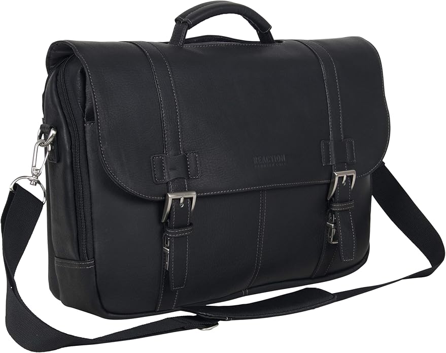 Show Business 16 leather laptop portfolio with tuck locks