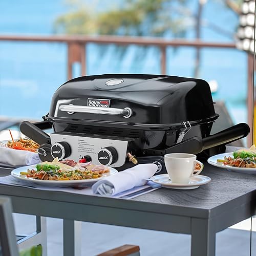 Miniatura 12 de Royal Gourmet GT2005 - Parrilla de gas propano portátil de 2 quemadores con mesas laterales plegables y patas de soporte plegables, parrilla de gas
