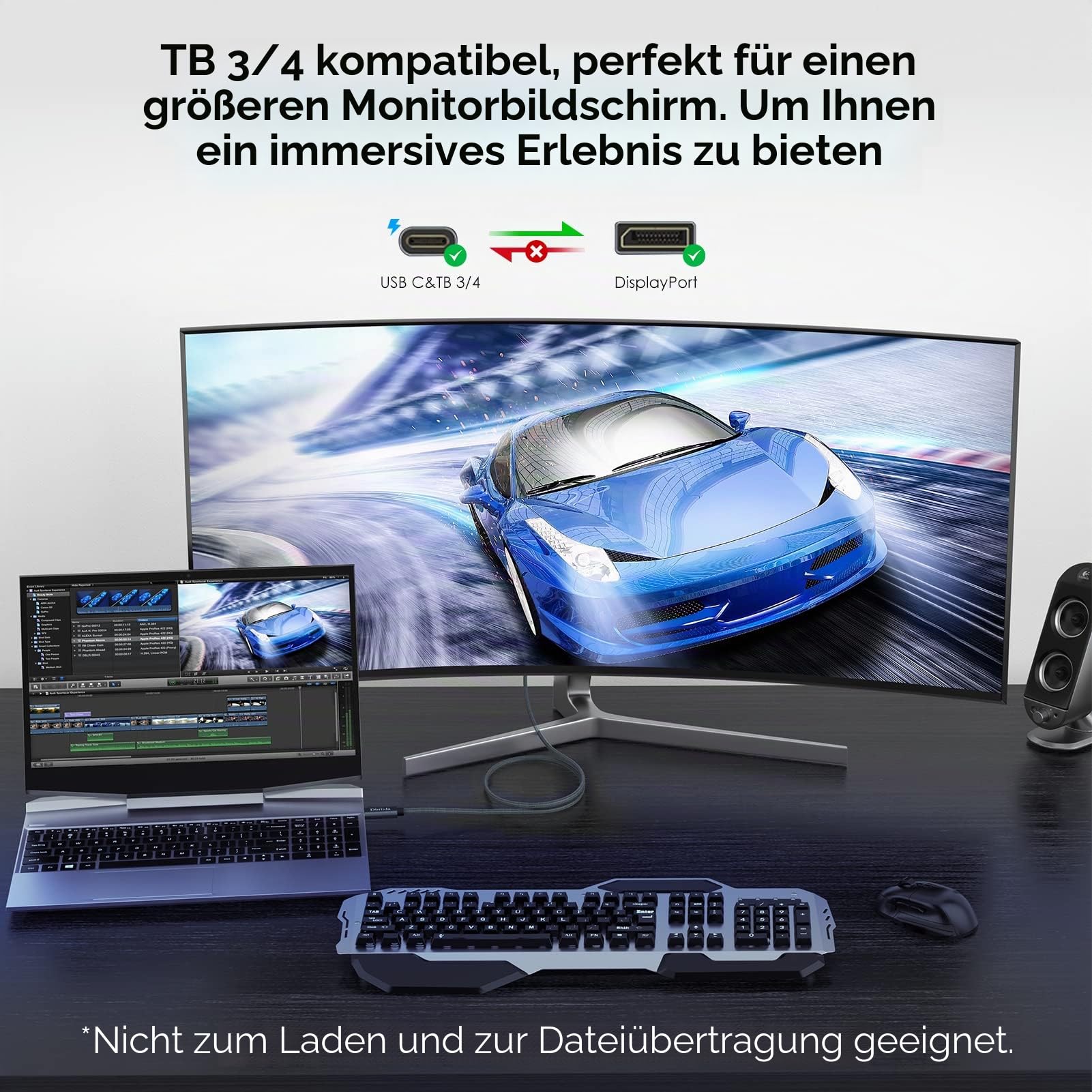 USB C Displayport Kabel 1.4 2M, VESA zertifiziert USB C DP 1.4 Kabel 32,4Gbps, 8K@60Hz, 4K@240Hz 165Hz, 2K@240Hz, Kompatibel Thunderbolt 4 3 DP Kabel Für iPhone 15 Serie, MacBook Pro, etc