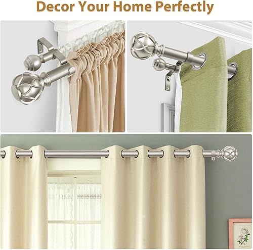 Miniatura 5 de KAMANINA Varillas de cortina dobles de 1 pulgada de 36 a 72 pulgadas (3-6 pies), barra de cortina telescópica para ventanas de 24 a 68 pulgadas,