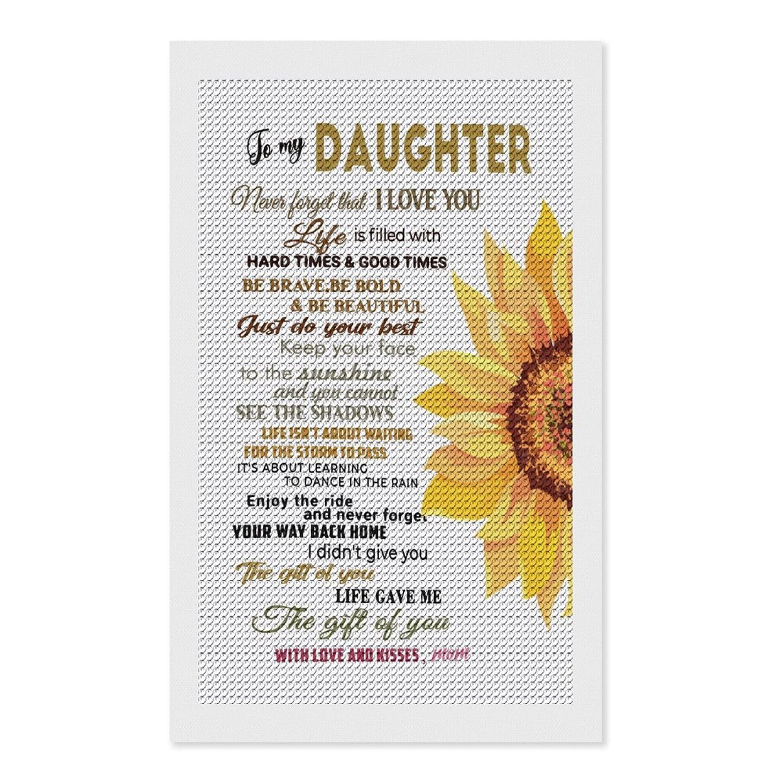 Junmoney to My Daughter from Mom Diamond Art Canvas 12"x20", Decorate Your Room, Mindful Craft Activity, Cosy Home Accent, Thoughtful Handmade Gift