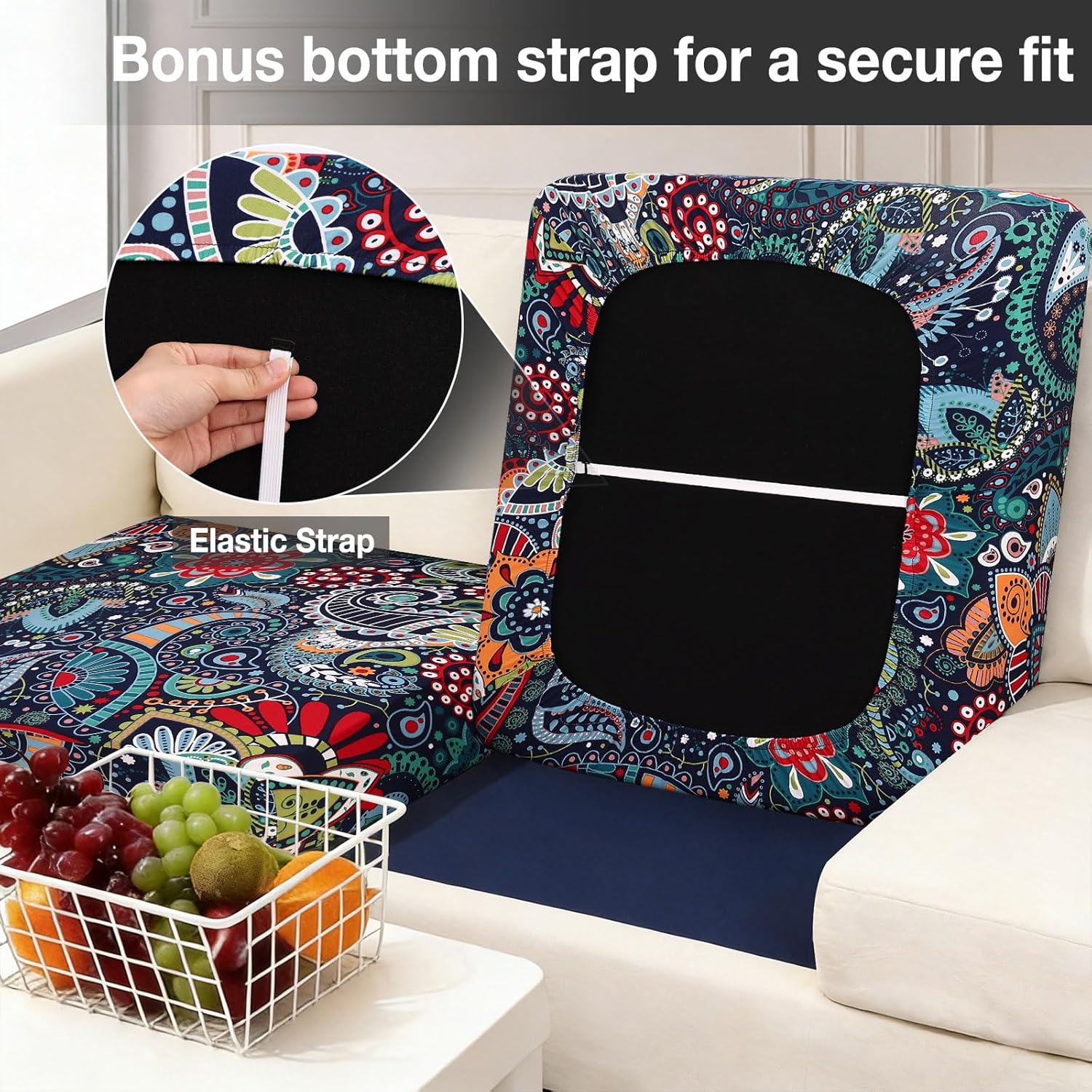 hyha 4Pcs Patio Cushion Covers, Stretch Outdoor Couch Cushion Covers Replacement, Washable Outdoor Chair/Sofa Slipcovers for Patio Furniture Cushions Protector with Elastic Bottom(Paisley,Cover Only)