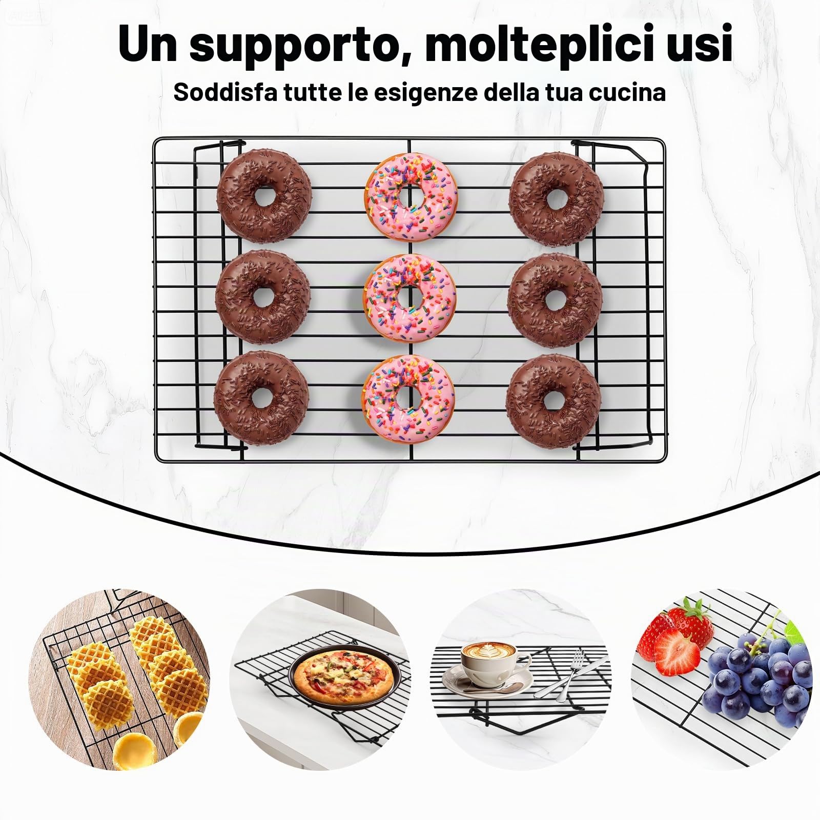 Griglia di raffreddamento a 4 ripiani, pieghevole e impilabile (40 x 25 cm), per biscotti, pane e torte, accessorio per la conservazione salvaspazio