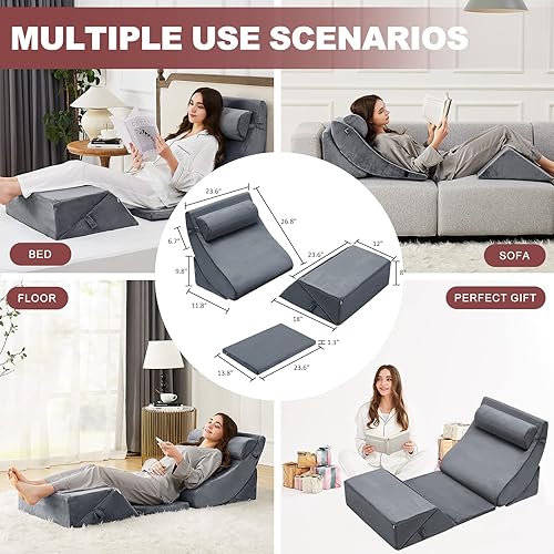 Miniatura 6 de Homemate Juego de 6 almohadas ortopédicas de cuña para cama, almohada de espuma poscirugía para aliviar el dolor de cuello, espalda y piernas,