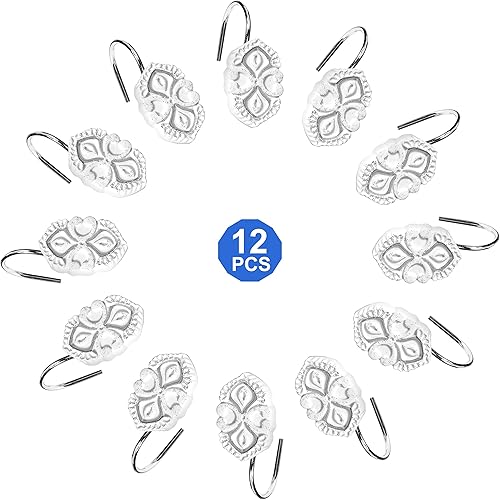 Miniatura 6 de Zahari Home Juego de 13 cortinas de ducha de baño de Mónaco clásicas y 12 ganchos para cortina de ducha cortina de ducha de lujo contemporánea