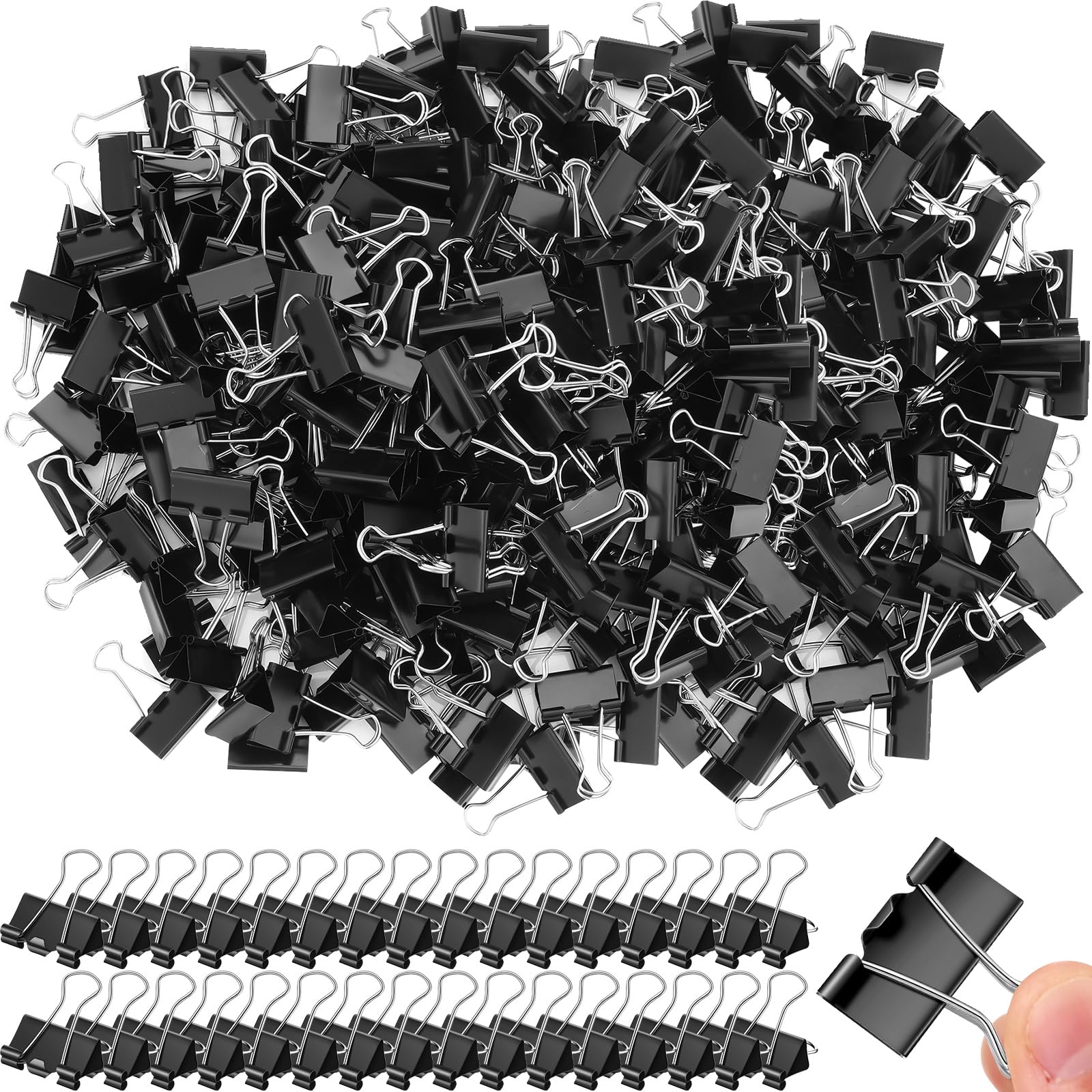 Jetec 500 Pcs Black Binder Clip Paper Clamp Metal Paper Clip, 1.25 Inch