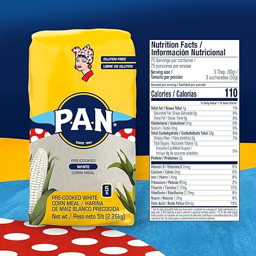 Miniatura 2 de PAN Harina de Maíz Blanco - Harina Precocida sin Gluten y Kosher para Arepas 227 kg 5 lb