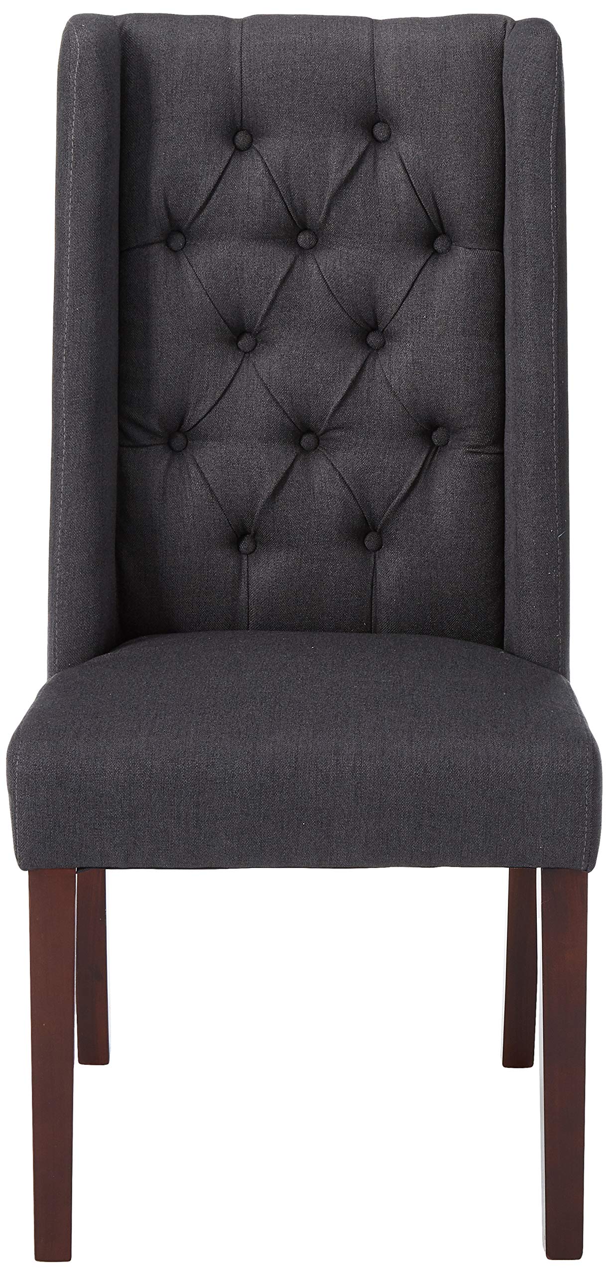 Christopher Knight Home Blythe Tufted Fabric Dining Chairs, 2Pcs Set, Dark Charcoal / Brown