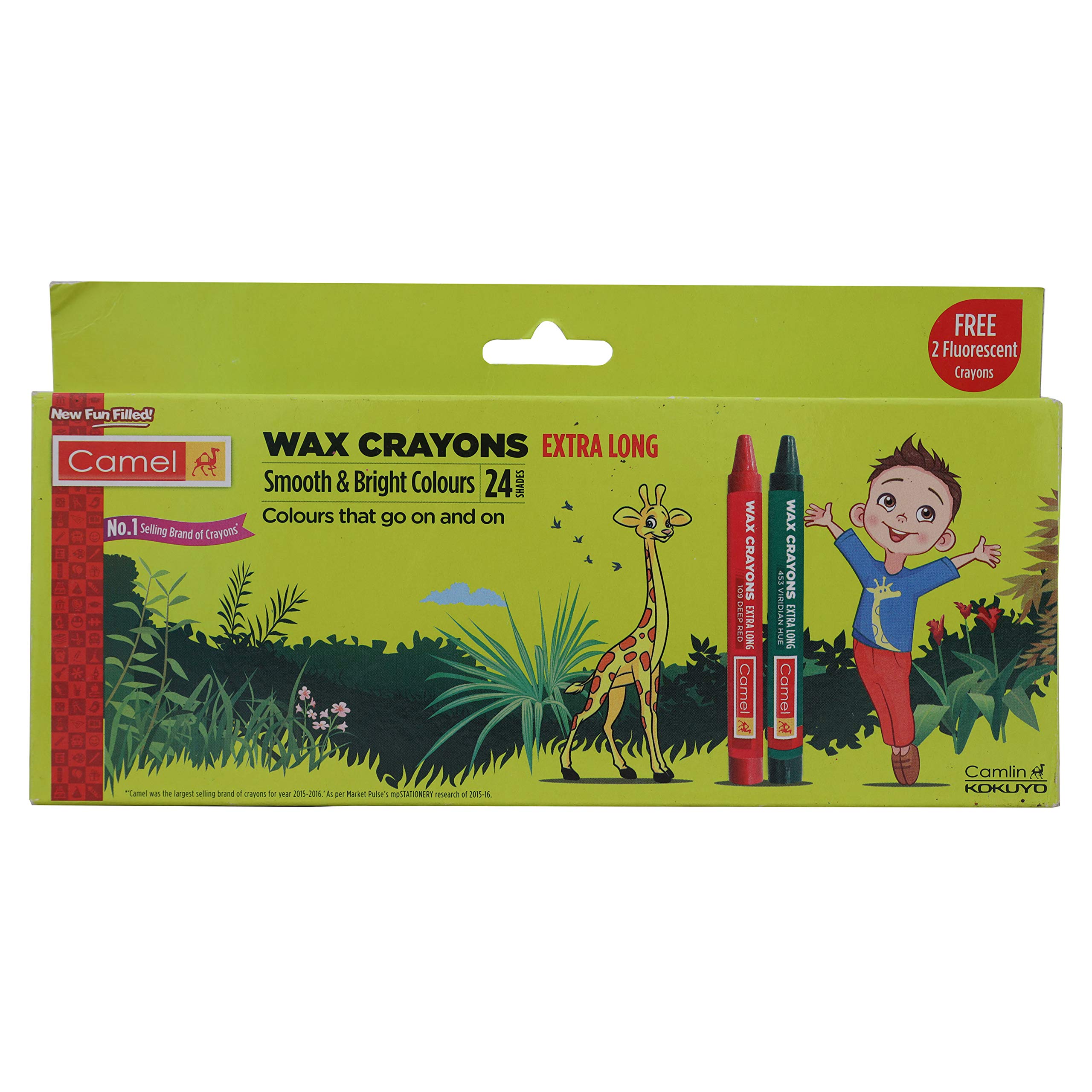 Camlin Camel Extra Long Wax Crayons-24 Shades