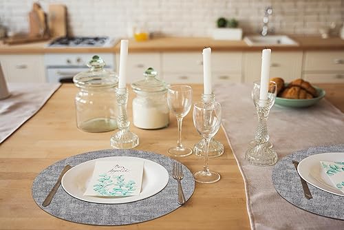 Miniatura 8 de homing Juego de 6 manteles individuales y posavasos redondos de piel sintética, lavables, resistentes al calor, manteles de doble cara lavables para