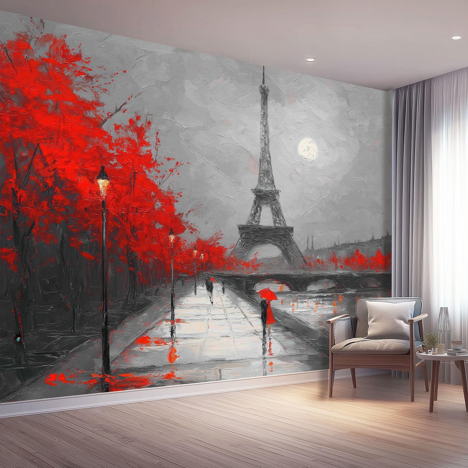 Papier peint panoramique Tour Eiffel moderne pour créer un salon urbain chic