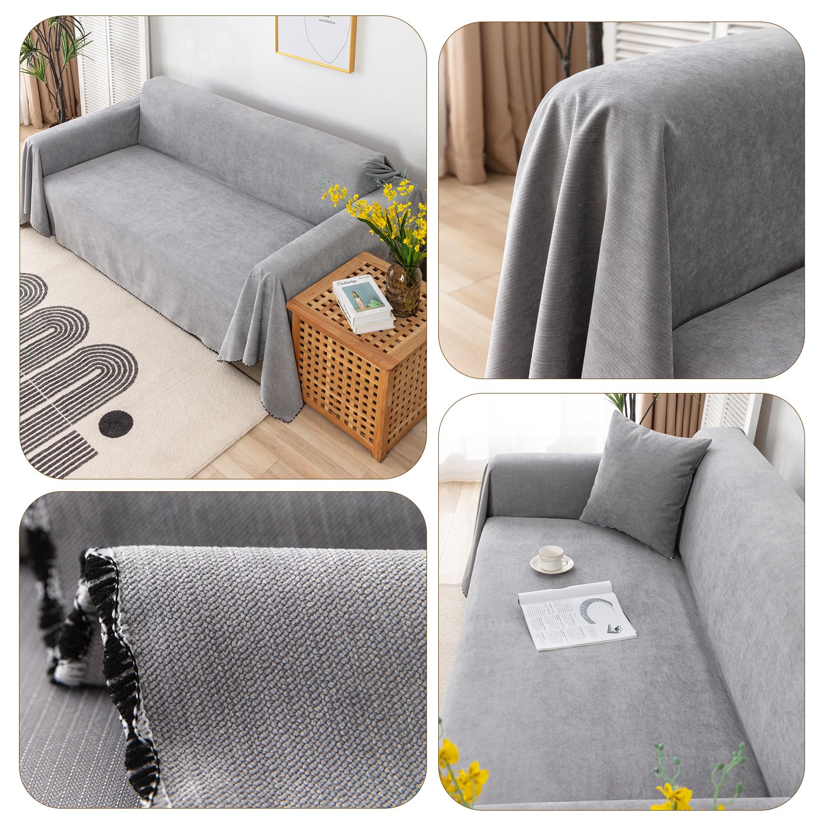 Antideslizante Fundas de sofá Ajustables Impermeable Cubre Sofá Protector Extraíbles Almohadilla para sofás Protector de Mascotas 180 * 230cm-Gris