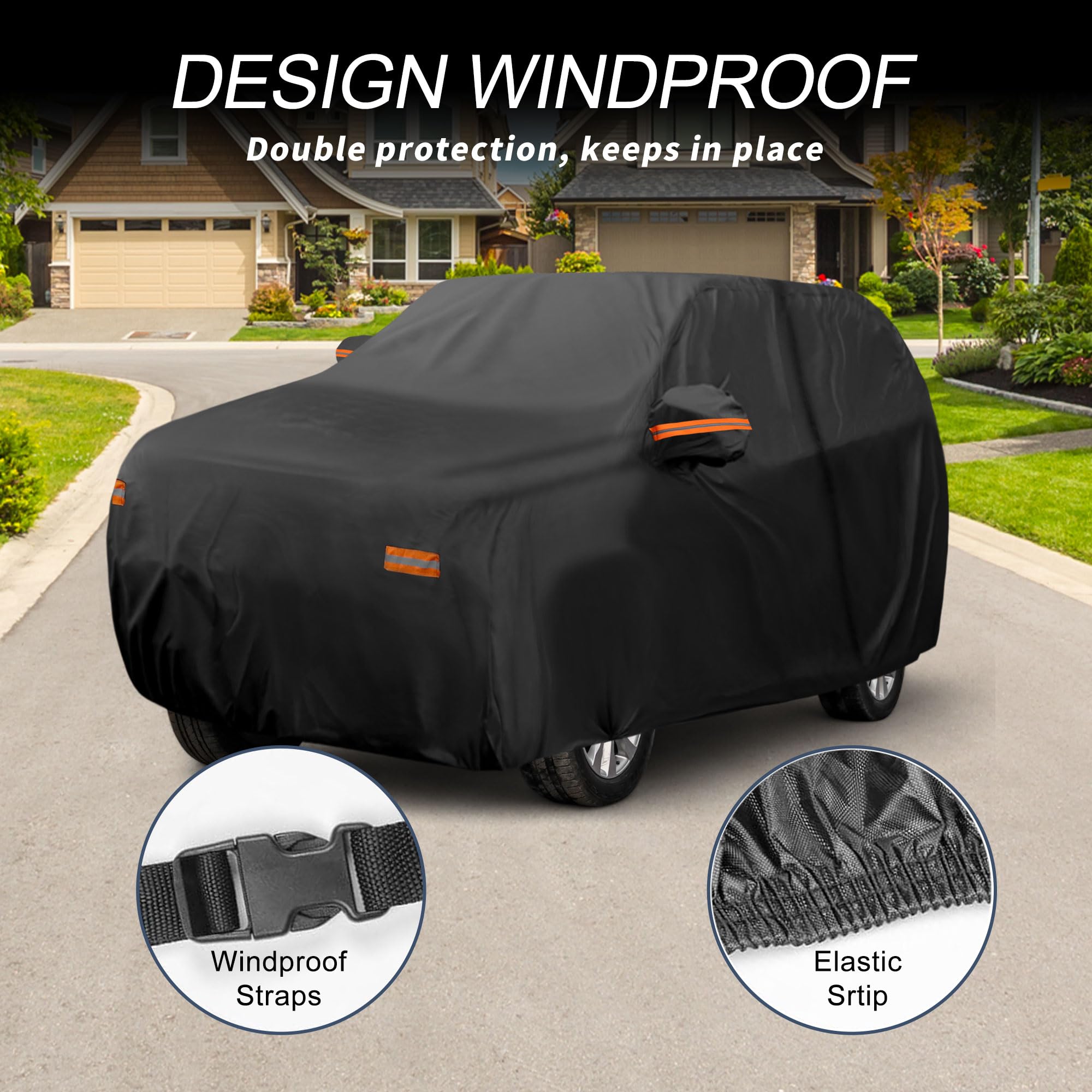 X AUTOHAUX Car Cover Outdoor Waterproof Sun Rain Snow Hail Protection with Left Side Door Zipper Aluminum Film — view 4