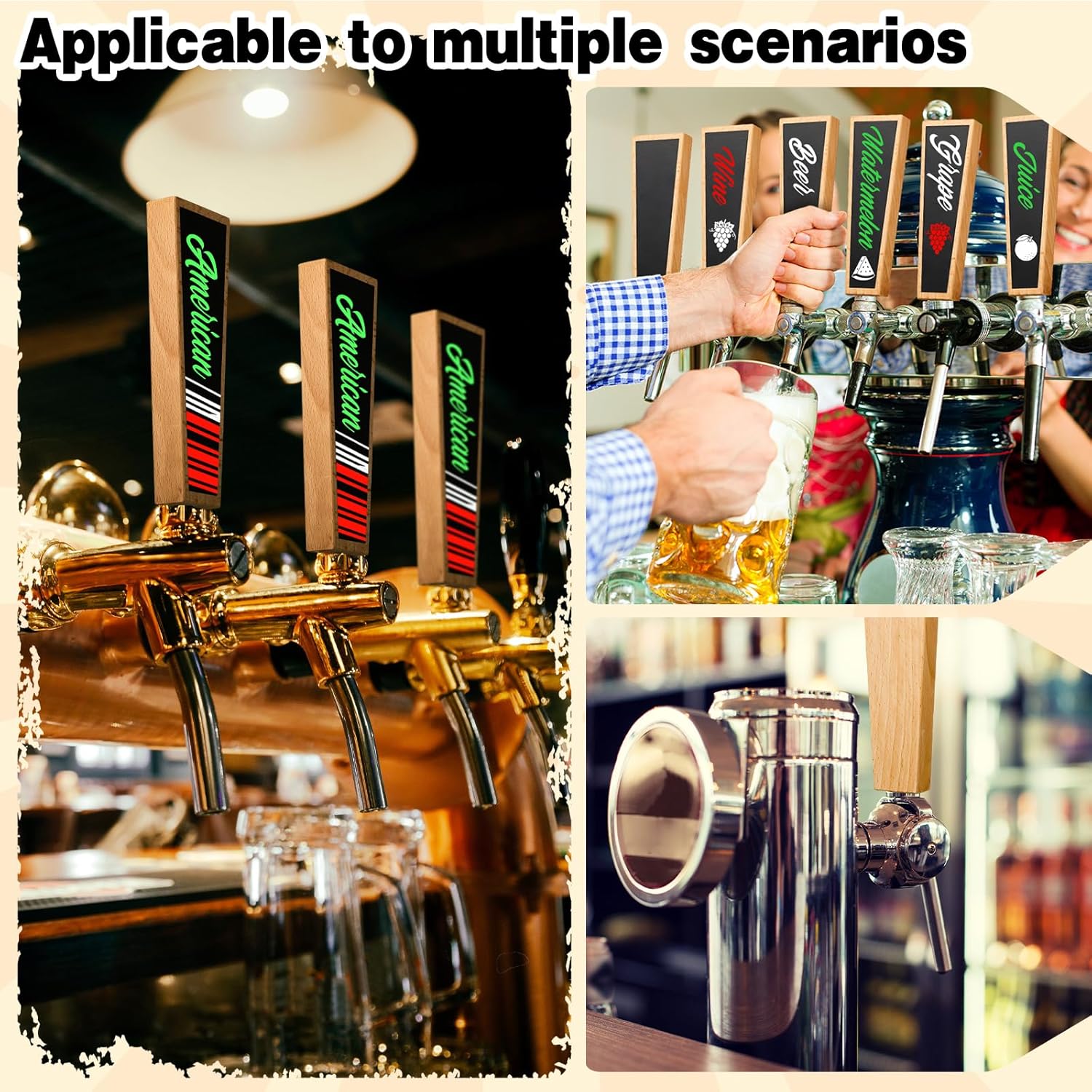 Thyle 6 Pcs Oktoberfest Wooden Kegerator Beer Keg Tap Handle Chalkboard with Chalk Markers Erasable Pen Gift for Beer Lovers Bar Party Home Wedding Brewers Restaurant